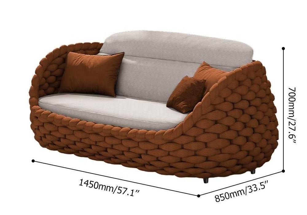 Wicker curved Outdoor Furniture Modular Garden Sectional Small Sofa Exterior sitting Sets bamboo