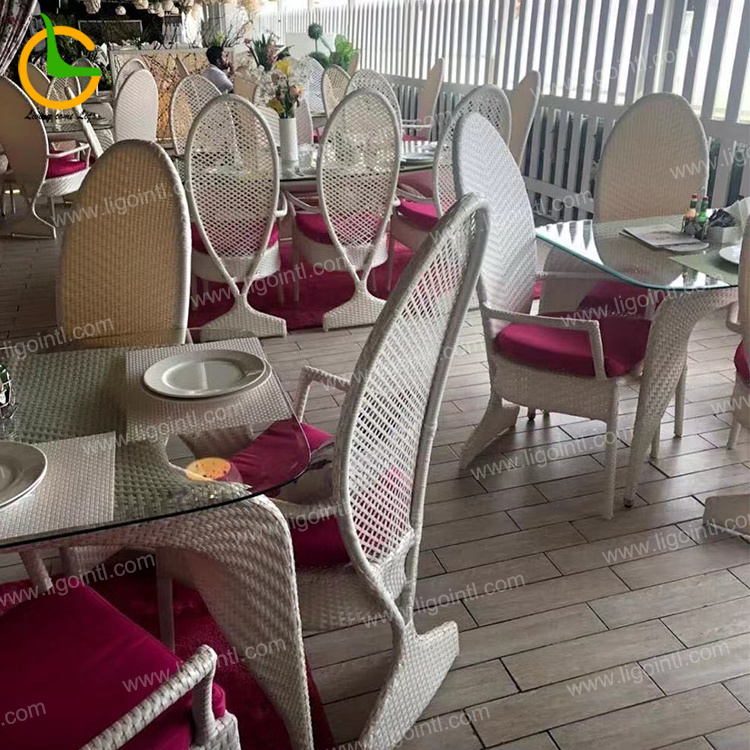 Wholesale One Stop Service modern design outdoor restaurant hotel rattan wicker dining high back chair