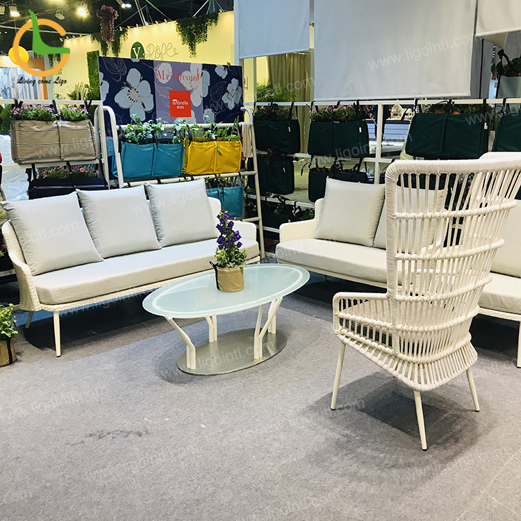 Hot sale sectional rattan sofa white wicker outdoor garden patio furniture for garden and villa