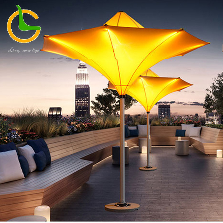 High quality 5 star hotel use Latest waterproof LED outdoor led umbrella for hotel and villa