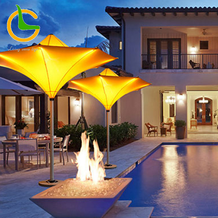 High quality 5 star hotel use Latest waterproof LED outdoor led umbrella for hotel and villa