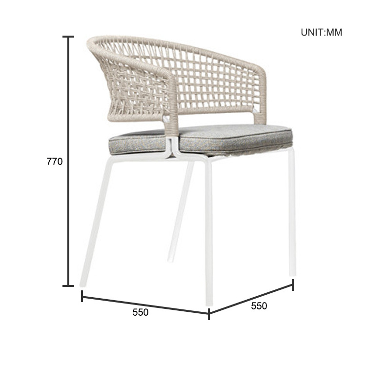 Outdoor Plastic Set Pvc Wicker Woven Armchairs Aluminum Frame Patio Dining Chair Rattan Garden Outdoor Outdoor Furniture Modern