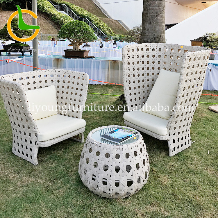 LIGO waterproof white hotel resort high back outdoor bistro backyard garden patio rattan wicker chair sets