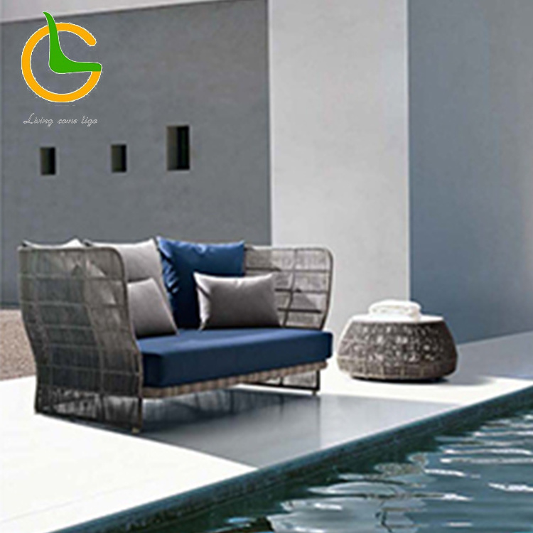 Factory wholesale modern luxury high quality waterproof loveseat rattan wicker outdoor sofa set for patio