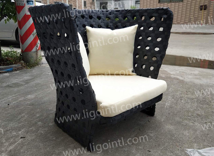 LIGO waterproof white hotel resort high back outdoor bistro backyard garden patio rattan wicker chair sets