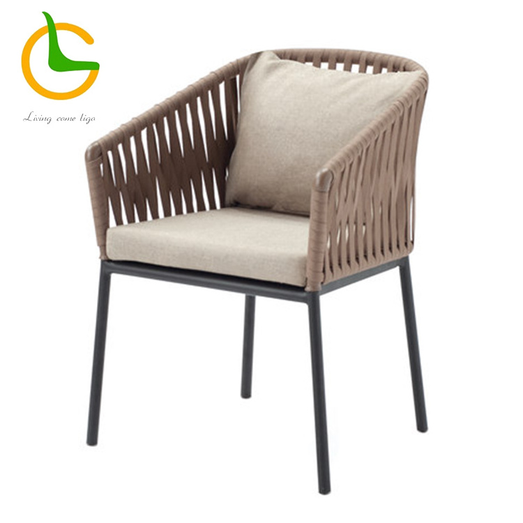 Italian Modern Luxury Waterproof Outdoor Patio Rope Woven Contemporary Dining Table and Chair Set Outdoor Furniture Garden Chair