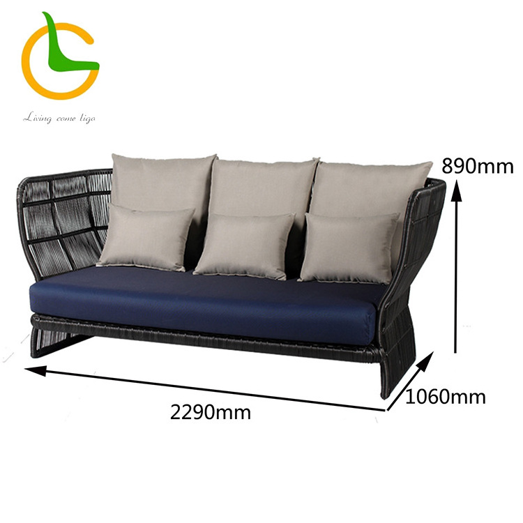 Factory wholesale modern luxury high quality waterproof loveseat rattan wicker outdoor sofa set for patio