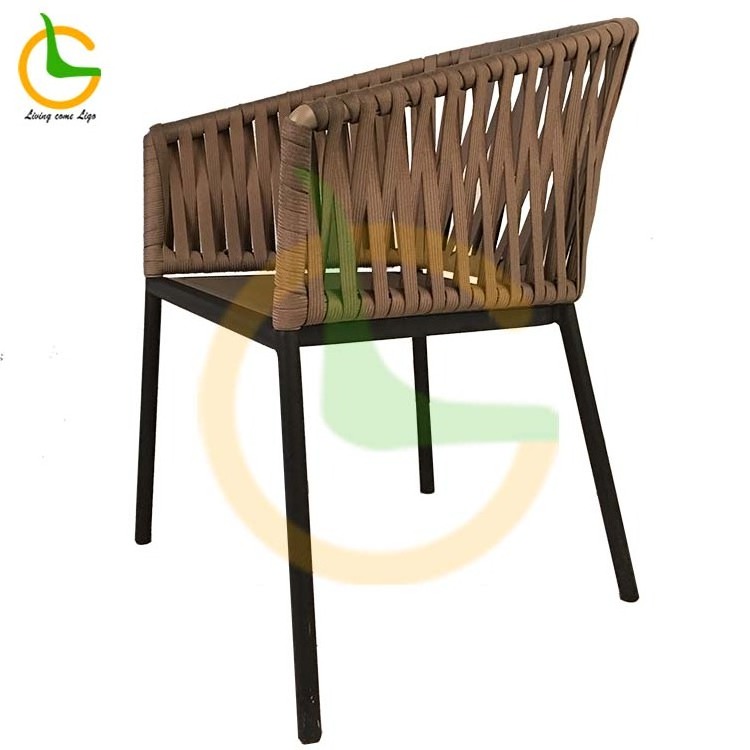 LIGO hot selling factory wholesale waterproof wicker rattan commercial stack rope woven dining hotel chairs