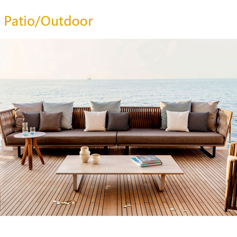 Modern outdoor furniture rope weaving waterproof and sunscreen Plastic rattan terrace garden sofa outdoor set furniture