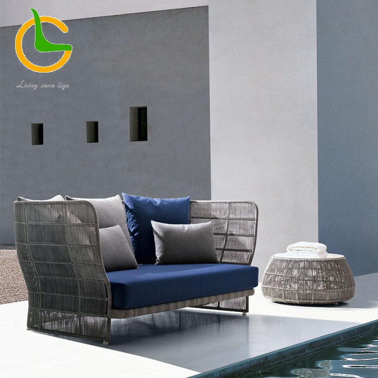 Factory wholesale modern luxury high quality waterproof loveseat rattan wicker outdoor sofa set for patio