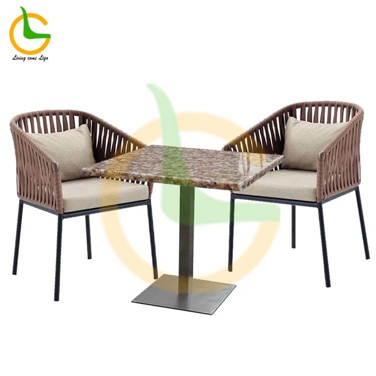 LIGO hot selling factory wholesale waterproof wicker rattan commercial stack rope woven dining hotel chairs