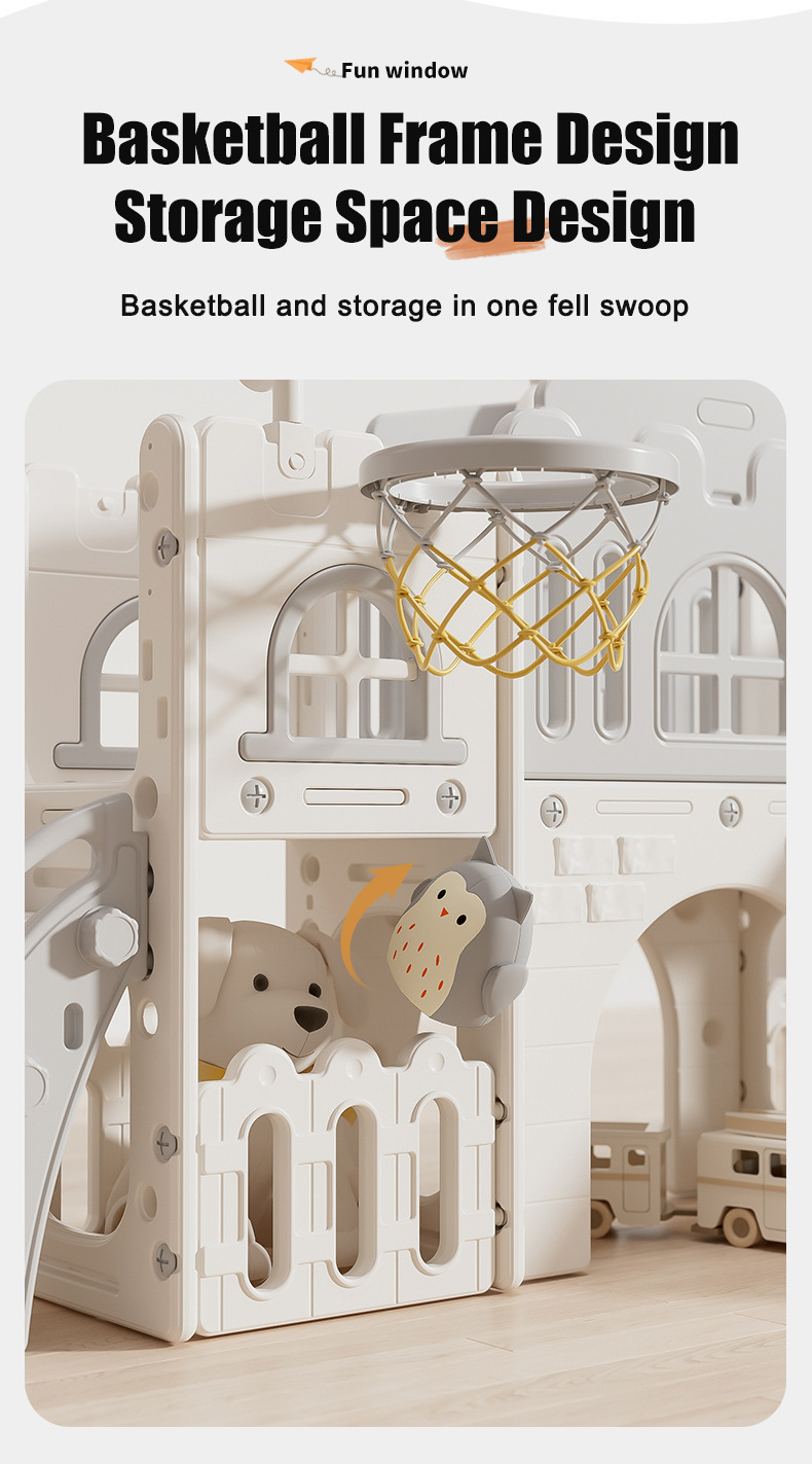 Toddler Slide Kids Slide and Swing Set Baby Slide Climber Play set with Basketball Hoop and Safety Swing Set Indoor Playground