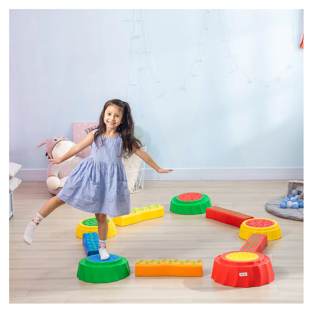 8pcs Kids Balance Beam, Balance Bridge with Non-slip Surface & Bottom, Stackable Stepping Stones for Toddler Balance Board Toys