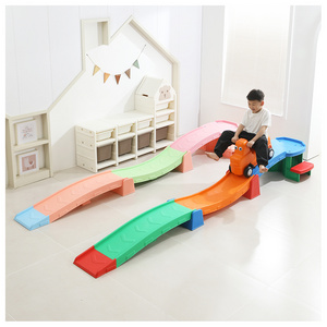 Indoor three stage pulley kindergarten children slide with wheels coaster car preschool kids toys Up & Down Roller Coaster