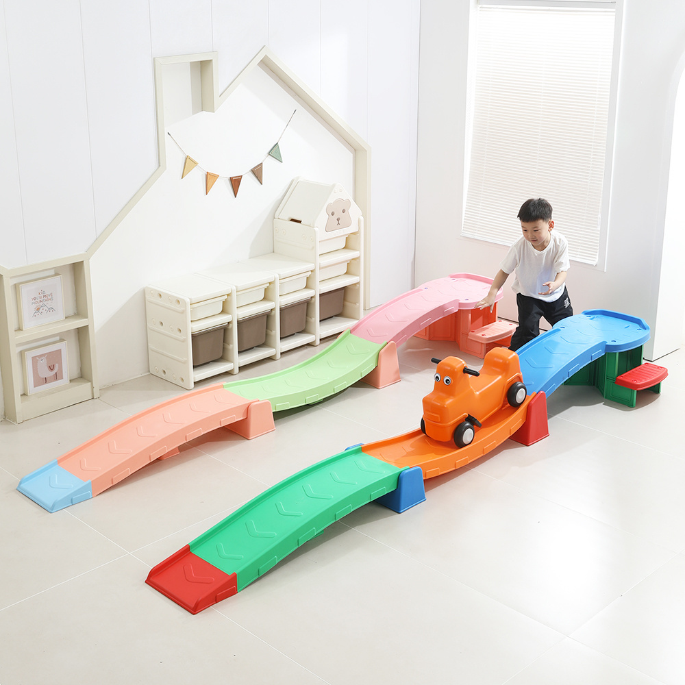 kindergarten Pulley track toy balance slide kids car roller coaster  kids roller coaster track car toy Plastic Car For Baby