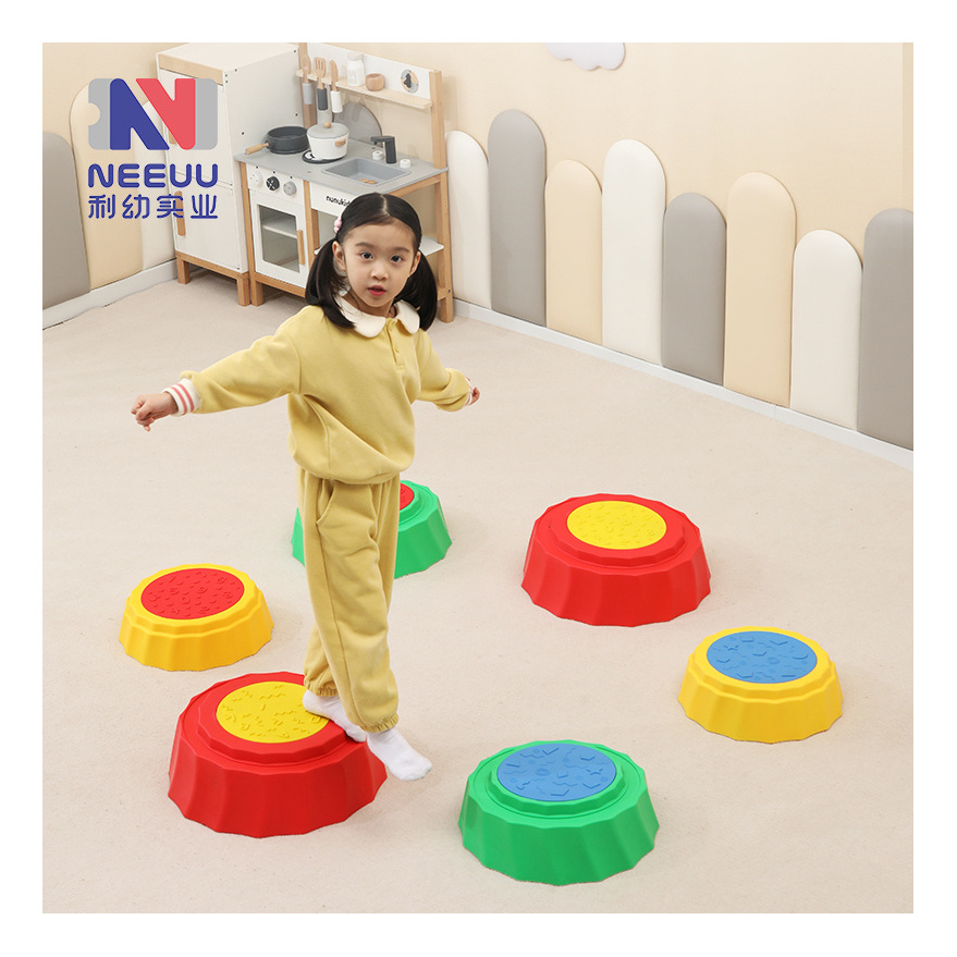 10pcs Set Kids Balance Beam,Balance Bridge with Non-slip Surface & Bottom Stepping Stones for Kids, Toddler Sensory Training