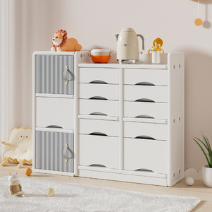 Large-Capacity Toy Storage Cabinet Shelf Teen Organizer Baby Furniture Sets Children BookShelf Plastic Storage Box Kids Cabinets