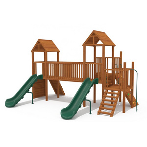 Customized Children's Outdoor Playhouse Durable Steel Stainless Steel Pre-School Wooden Playground Equipment Wooden Slide Sale