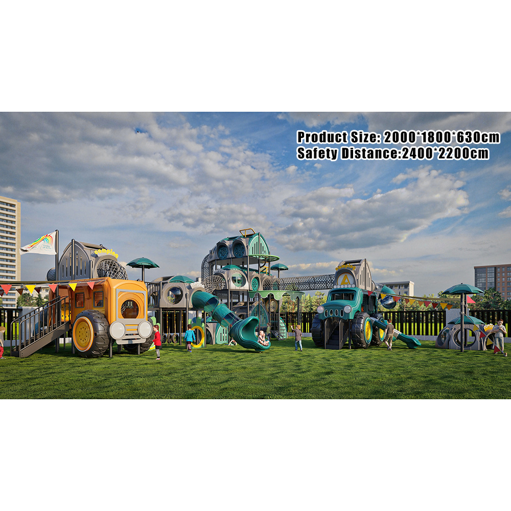 Camping Base Series Theme Park Kids Outdoor Playground Equipment Truck Shaped Slide Playground Children's Climbing Rope Tunnel