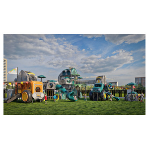 Camping Base Series Theme Park Kids Outdoor Playground Equipment Truck Shaped Slide Playground Children's Climbing Rope Tunnel