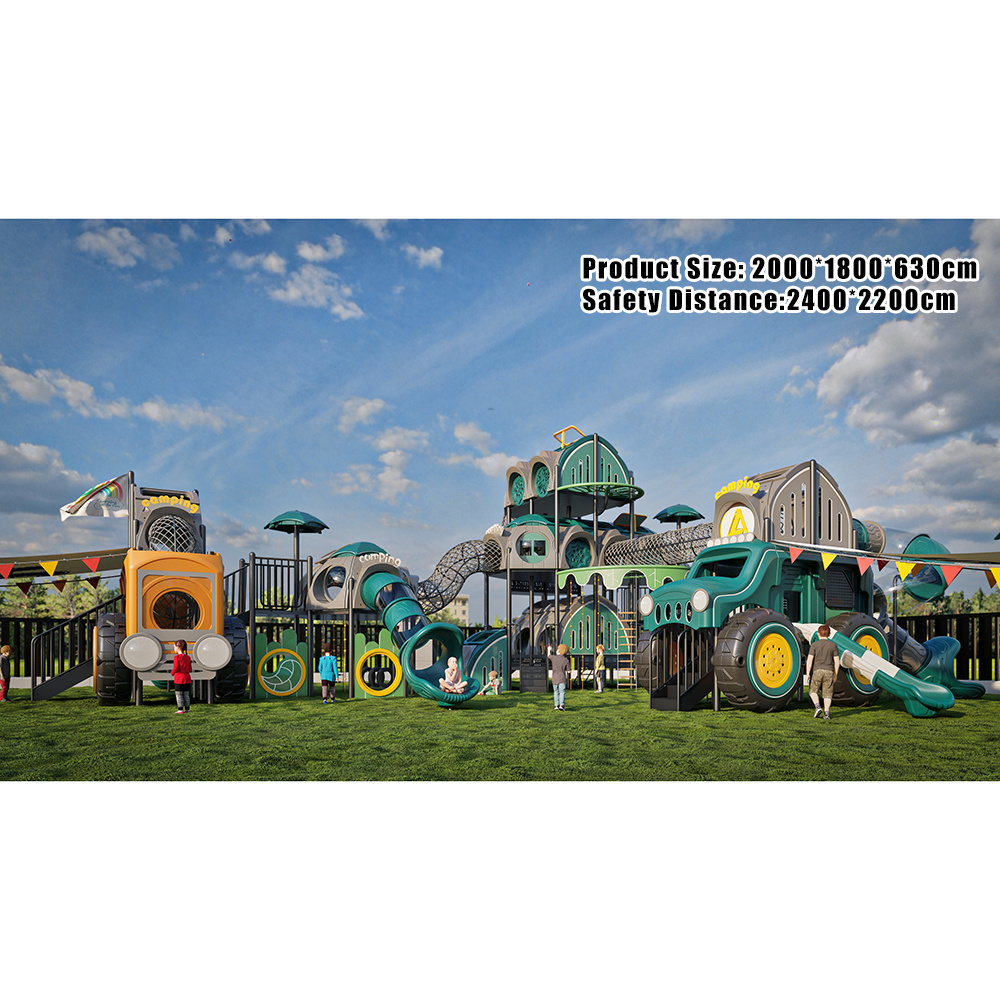 Camping Base Series Theme Park Kids Outdoor Playground Equipment Truck Shaped Slide Playground Children's Climbing Rope Tunnel