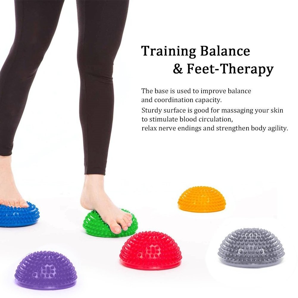 Sensory Balance Pods Hedgehog Stability Balance Trainer Dots for Kids Adults Foot Massage Balls Yoga Semicircle Stepping Stones