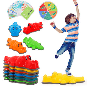 Kids Stepping Stones 6PCS Crocodile Balance Stepping Stones with Spinner & Game Cards*26 Anti-skidding Stepping Stones for Kids