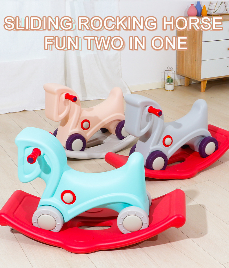 Multifunctional plastic high quality baby unicorn rocking horse chair children walker kids sliding car ride on rocking horse