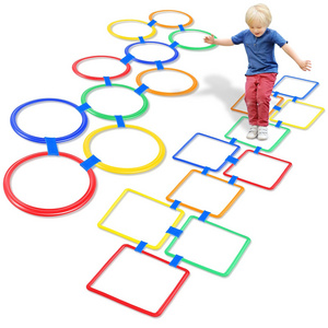 Hopscotch Ring Game Hopscotch Circle Game Toys for Kids, Colorful Soft Plastic Agility Circle, Sensory Training Equipment