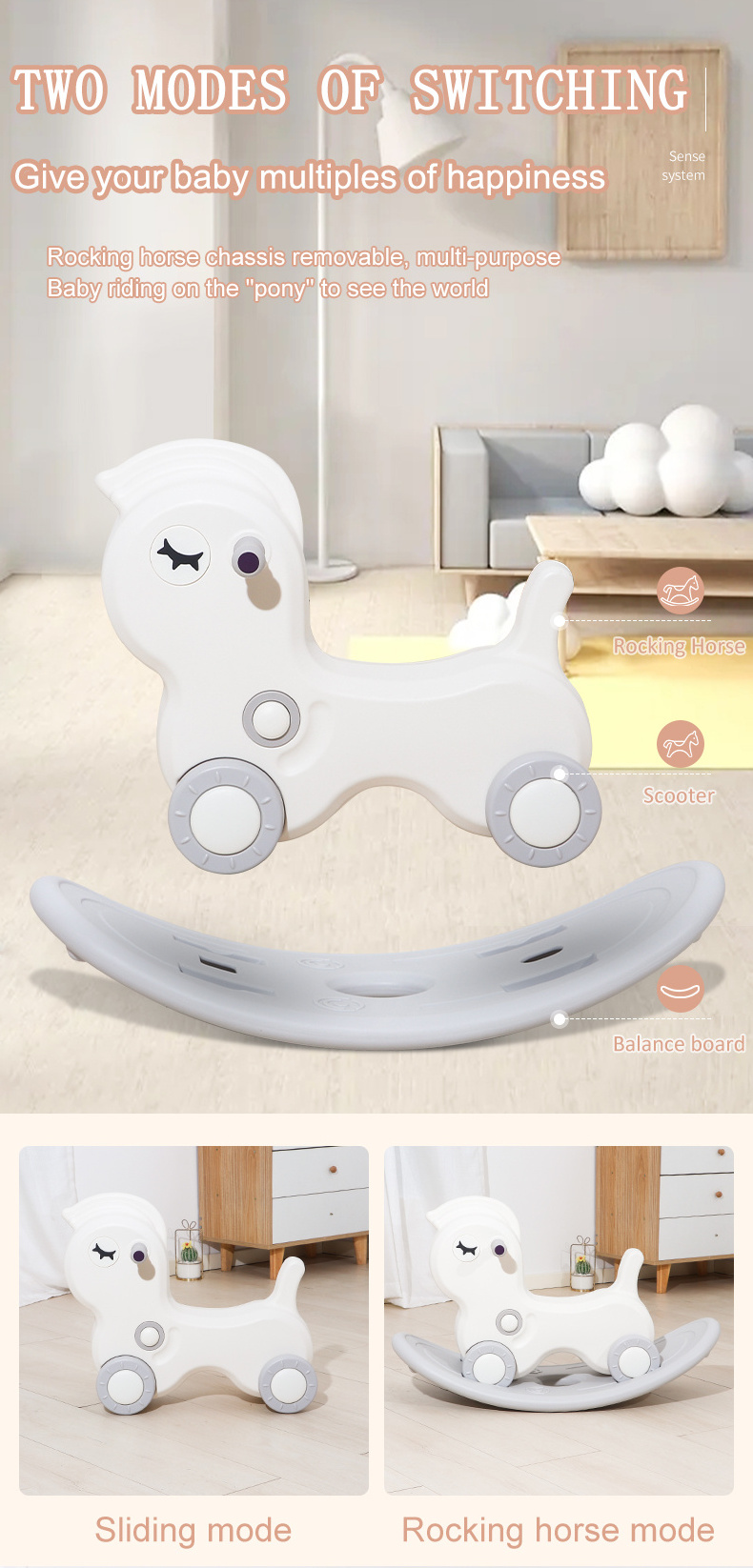 custom kindergarten modern toddler wholesale large baby pink plastic car kids toy rocking horse ride on animal toy for children