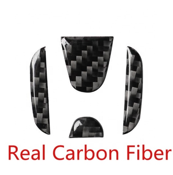 Real Carbon Fiber Car Steering Wheel Button Panel Emblem Styling Sticker For 16-19 Honda civic