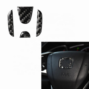 Real Carbon Fiber Car Steering Wheel Button Panel Emblem Styling Sticker For 16-19 Honda civic