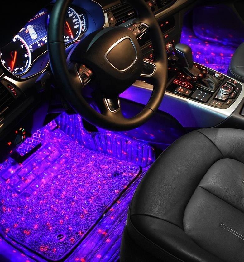 Car Seat Bottom Mat Starry Light USB Car Projector Led Ambient Auto Atmosphere Interior Star Meteor Lamp