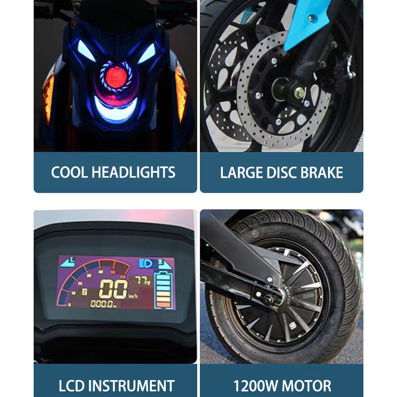 Factory Direct Selling 80km/h e-bike 14 inch big wheel 60v fast off road 1000w Electric Motorcycle for adult scooter with seat