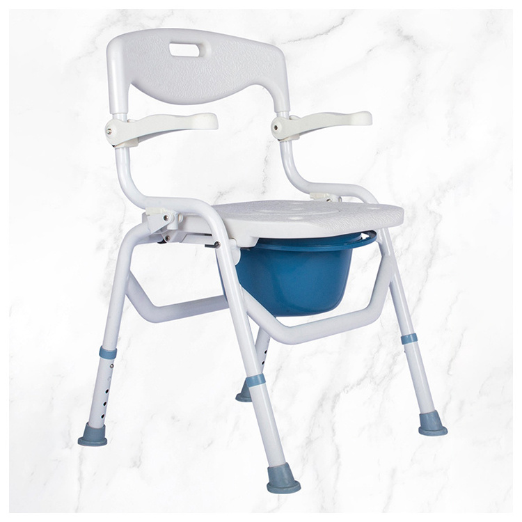 Flexible Design Foldable Commode Chair with Adjustable Height Extra Wide Seat Convenient Safer Toilet Alternative Commode Chair