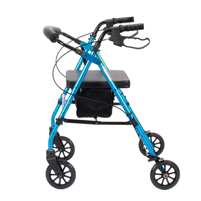 Adult walking aids 4 wheels folding walker rollator with seat health care supplies rollator