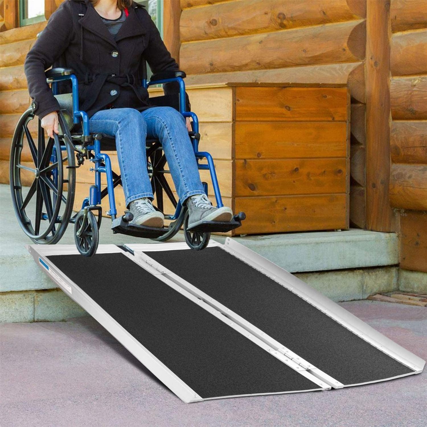 Hot Sale 36 x 31 Inches Portable  Wheelchair Ramp with Skidproof Surface Aluminum Threshold Ramp for Wheel Chairs