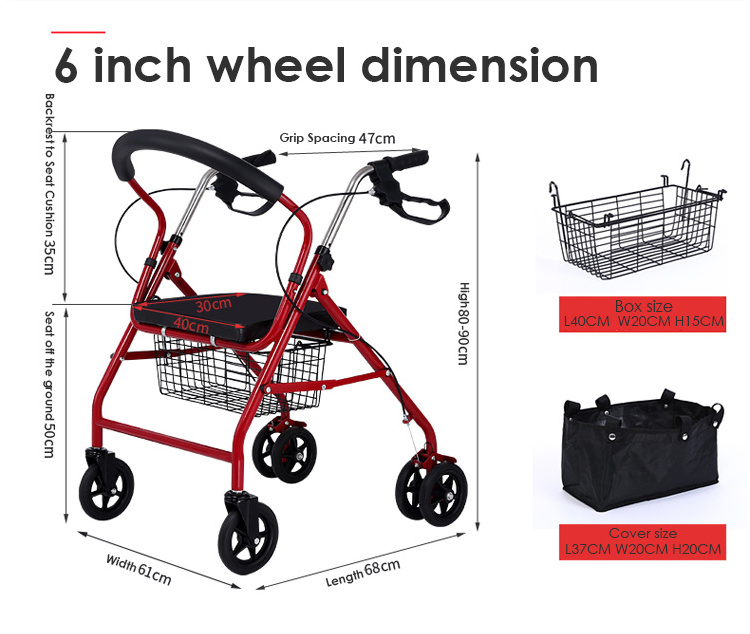 Aluminum Transport Chairs Wheelchair Rollator With Footrest Rehabilitation Walker Adults Nursing Chair