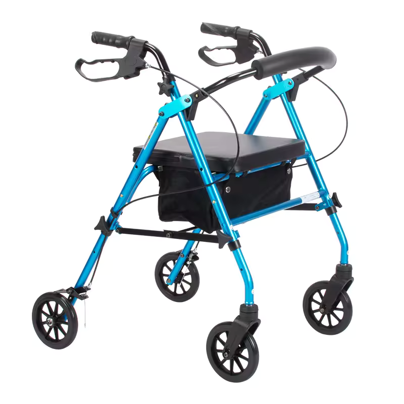 Steady Aluminum Alloy Rollator Walker Elderly Shopping Trolley Cart With Armerest And Seat