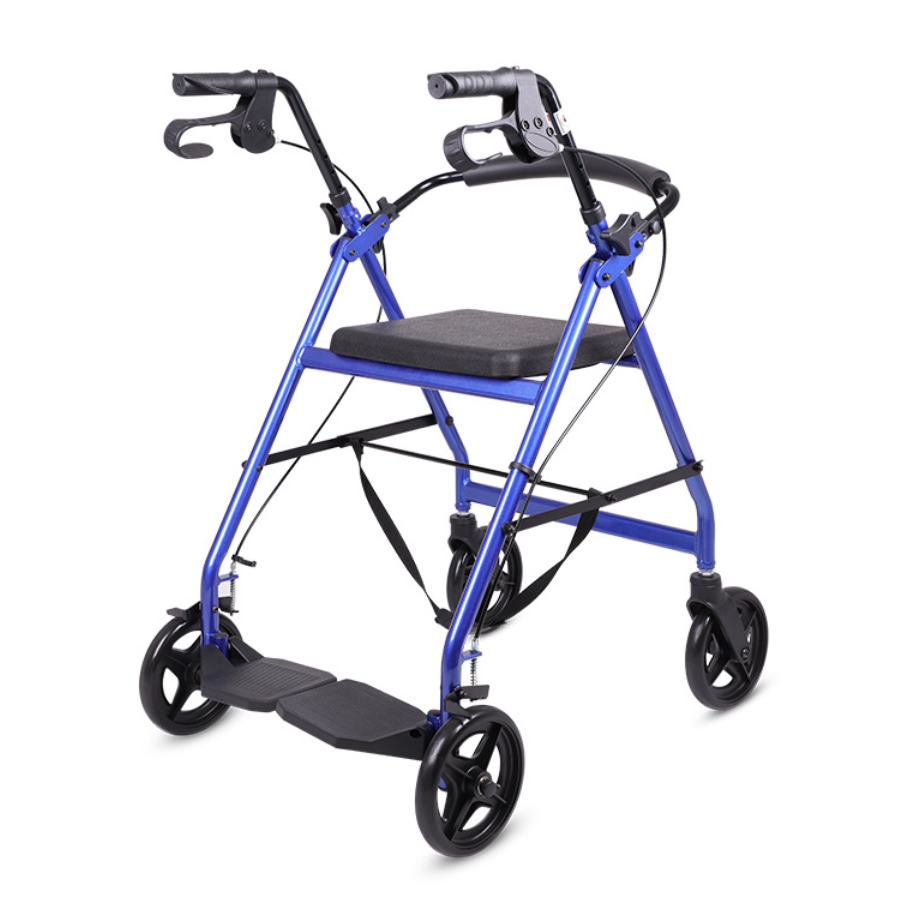 Lightweight elderly walker rollator with seat, folding elderly walker with wheels rolling walker