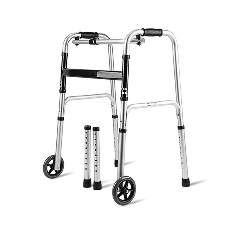 High Quality Aluminum Walker Folding Walking Aid Walking Medical Equipment For The Elderly Four-legged Crutches