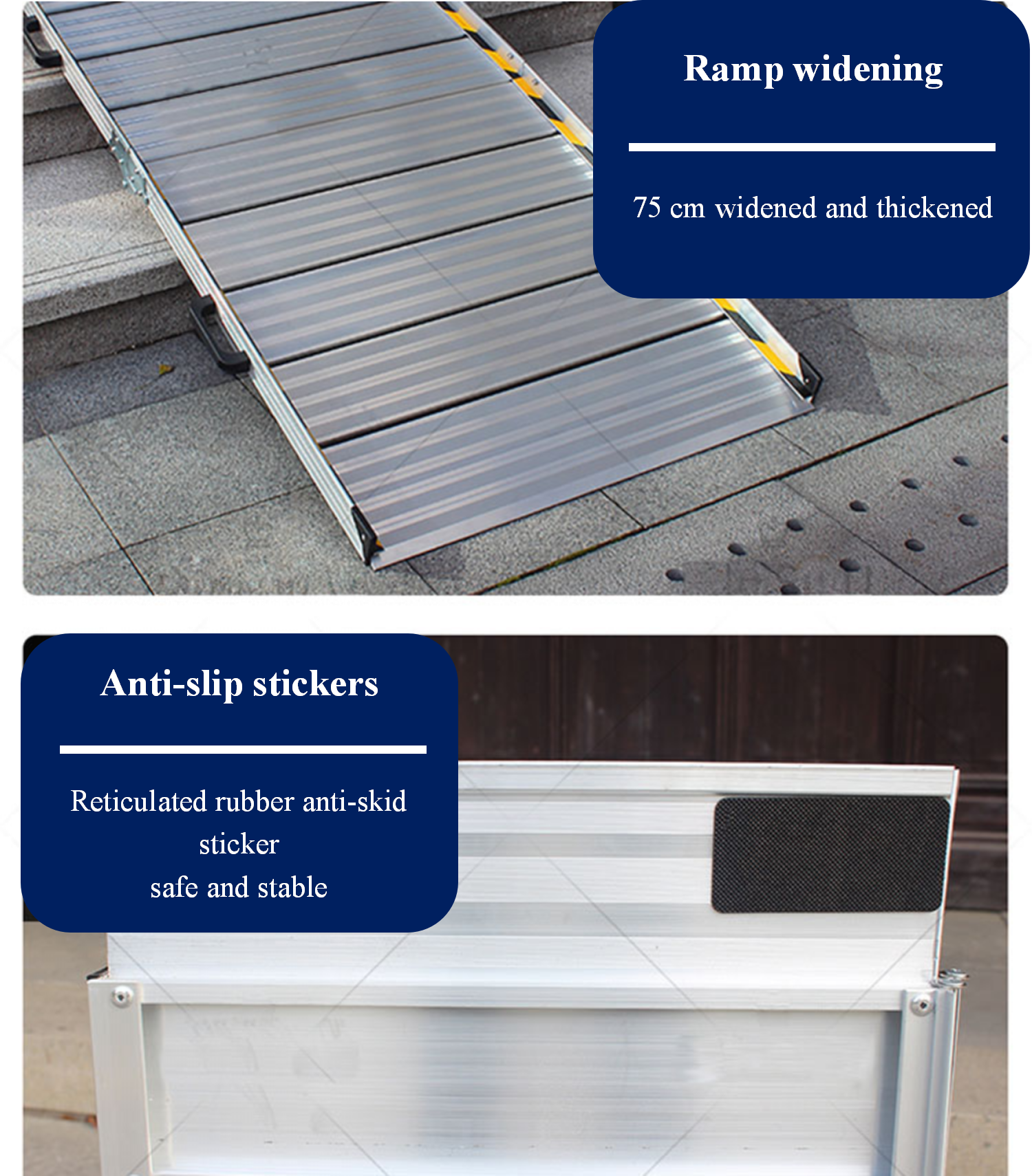 Portable wheelchair ramp foldable lighting aluminium