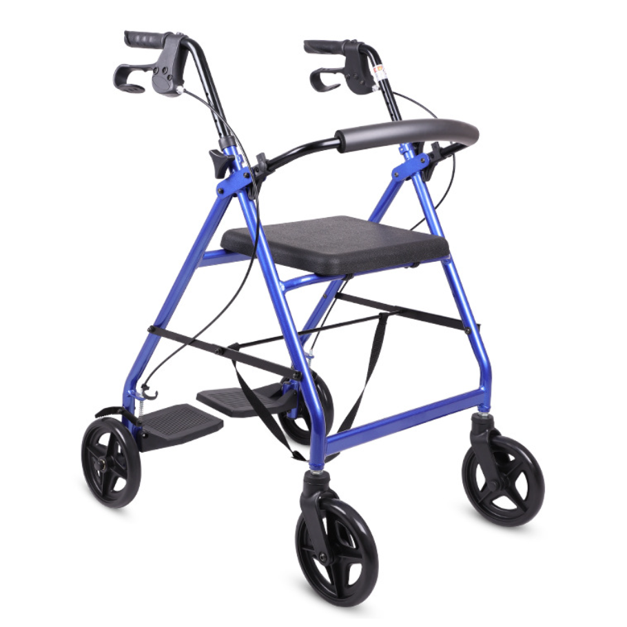 Lightweight elderly walker rollator with seat, folding elderly walker with wheels rolling walker