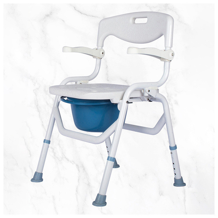 Flexible Design Foldable Commode Chair with Adjustable Height Extra Wide Seat Convenient Safer Toilet Alternative Commode Chair