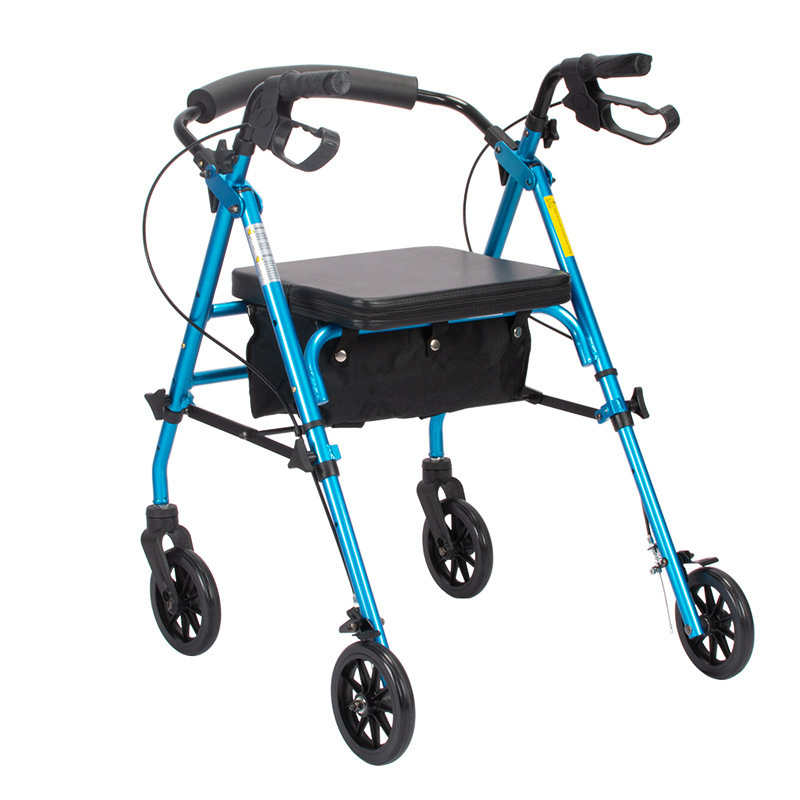 Adult walking aids 4 wheels folding walker rollator with seat health care supplies rollator