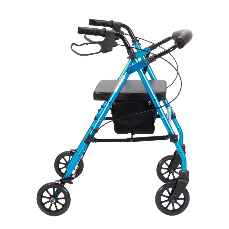 Steady Aluminum Alloy Rollator Walker Elderly Shopping Trolley Cart With Armerest And Seat