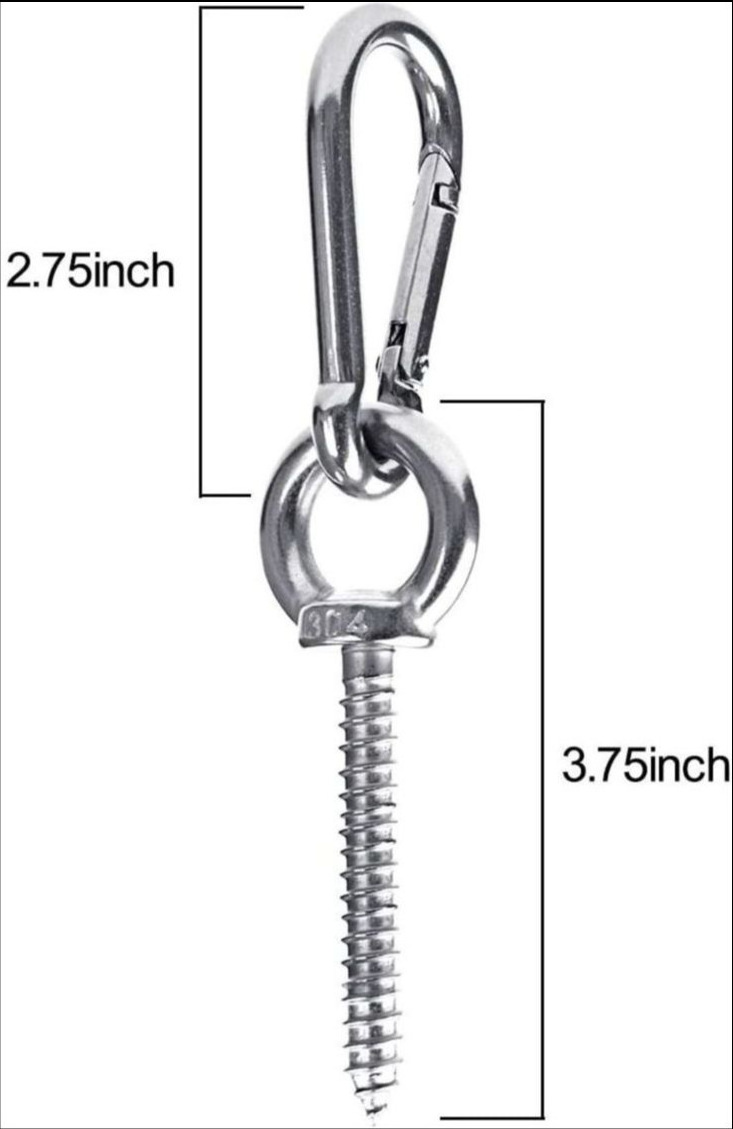 Carabiner Stainless Steel Plated Metal Bolt Steel Swing snap Hook With Bolt lock And Plastic Washer Swing Hanger