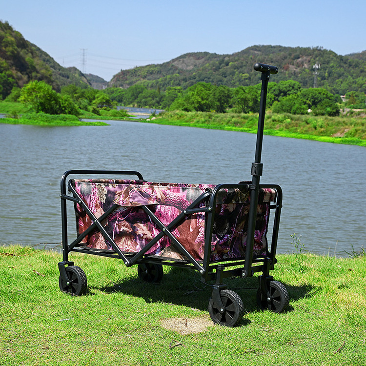 Collapsible Folding Garden Cart Outdoor wide wheel Wagon Custom logo Cart Foldable beach wagon big wheels For Camping