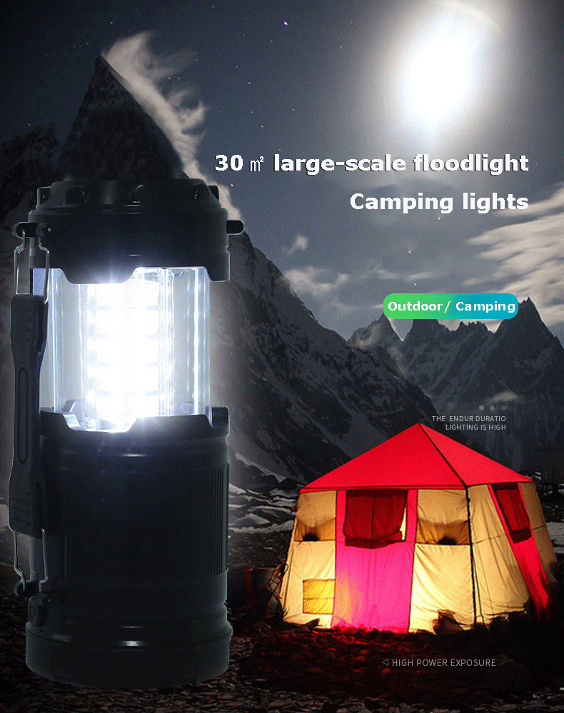 Collapsible LED Telescopic Light Emergency Lamp Camping Lantern with 3AA Battery