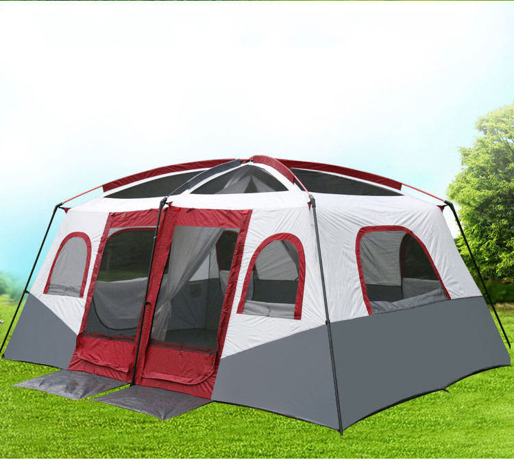 Factory wholesale two room one hall double layer sunscreen 6 8 12 people camping in the wild many big tent